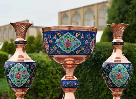 تصویر 3 از خرید و قیمت گلدان مسی میناکاری + فروش عمده