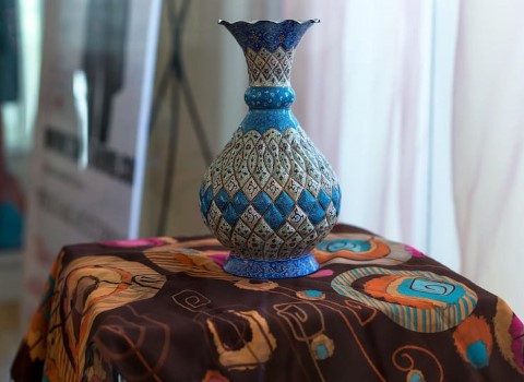 تصویر 4 از قیمت گلدان مسی میناکاری + خرید باور نکردنی