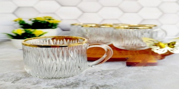 تصویر 1 از قیمت خرید لیوان بلور لب طلا + فروش ویژه
