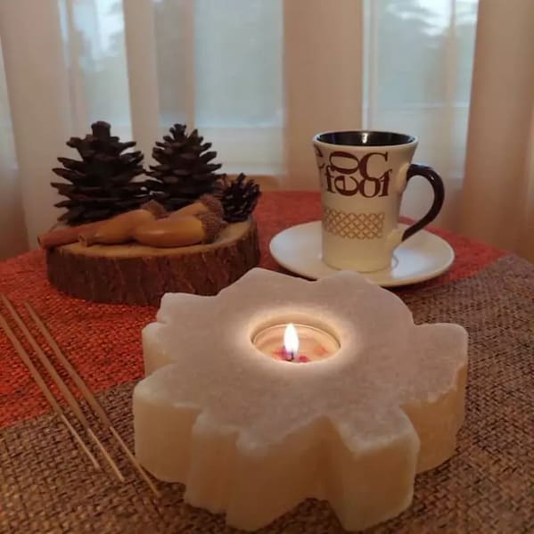 تصویر 2 از قیمت جا شمعی سنگ نمک + خرید باور نکردنی