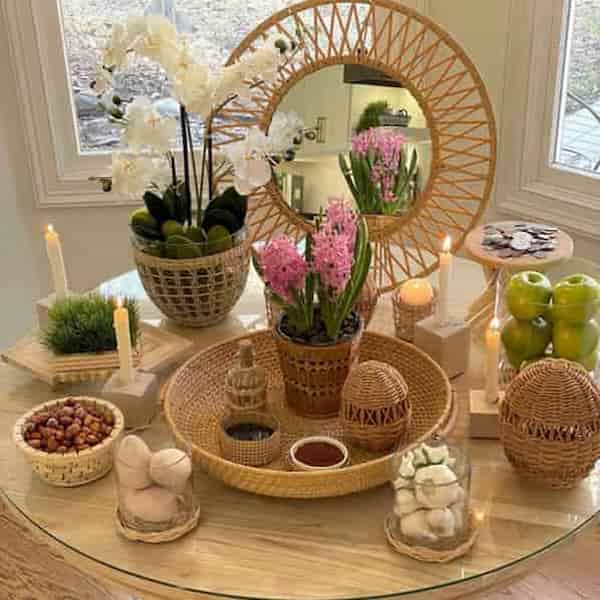 تصویر 2 از قیمت هفت سین در سبد حصیری + خرید باور نکردنی