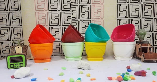 تصویر 4 از خرید و قیمت گلدان پلاستیکی رنگی کوچک + فروش عمده