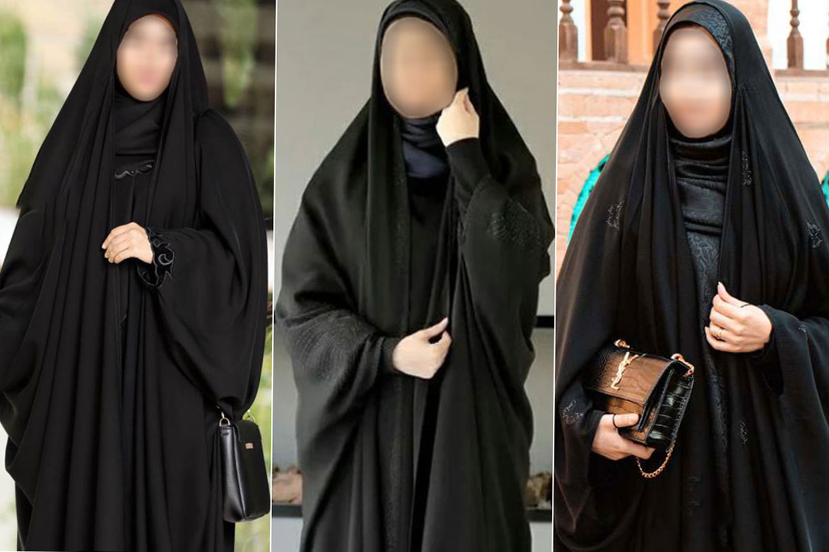 تصویر 4 از خرید چادر عبایی عربی جواهر دوزی گندمی + قیمت فروش استثنایی