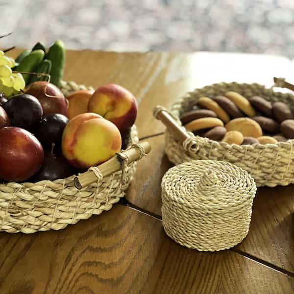 تصویر 1 از قیمت سبد میوه حصیری دسته دار + خرید باور نکردنی