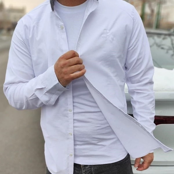 تصویر 4 از قیمت پیراهن مردانه کلاسیک سفید با کیفیت ارزان + خرید عمده