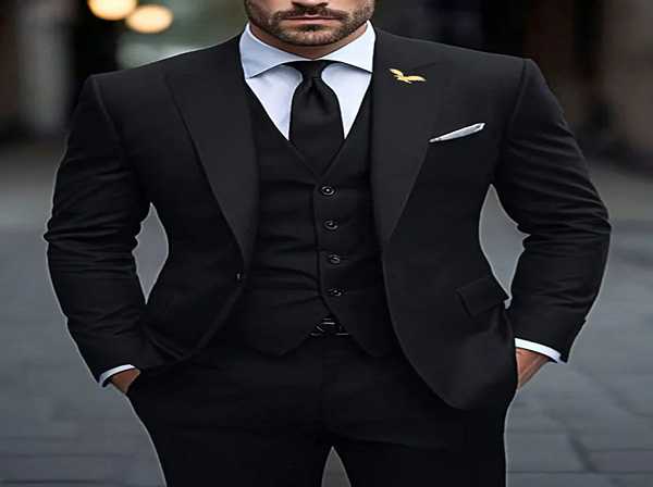 تصویر 2 از خرید و قیمت کت و شلوار مردانه مشکی براق + فروش عمده