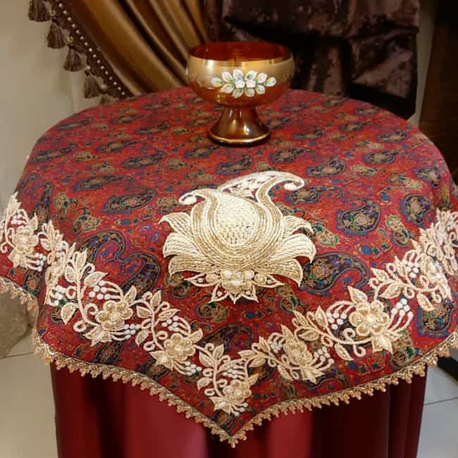 قیمت خرید رومیزی ترمه قرمز + فروش ویژه