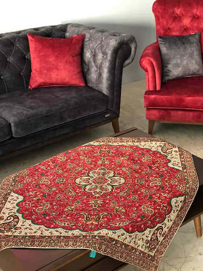 تصویر 4 از قیمت خرید رومیزی ترمه قرمز + فروش ویژه