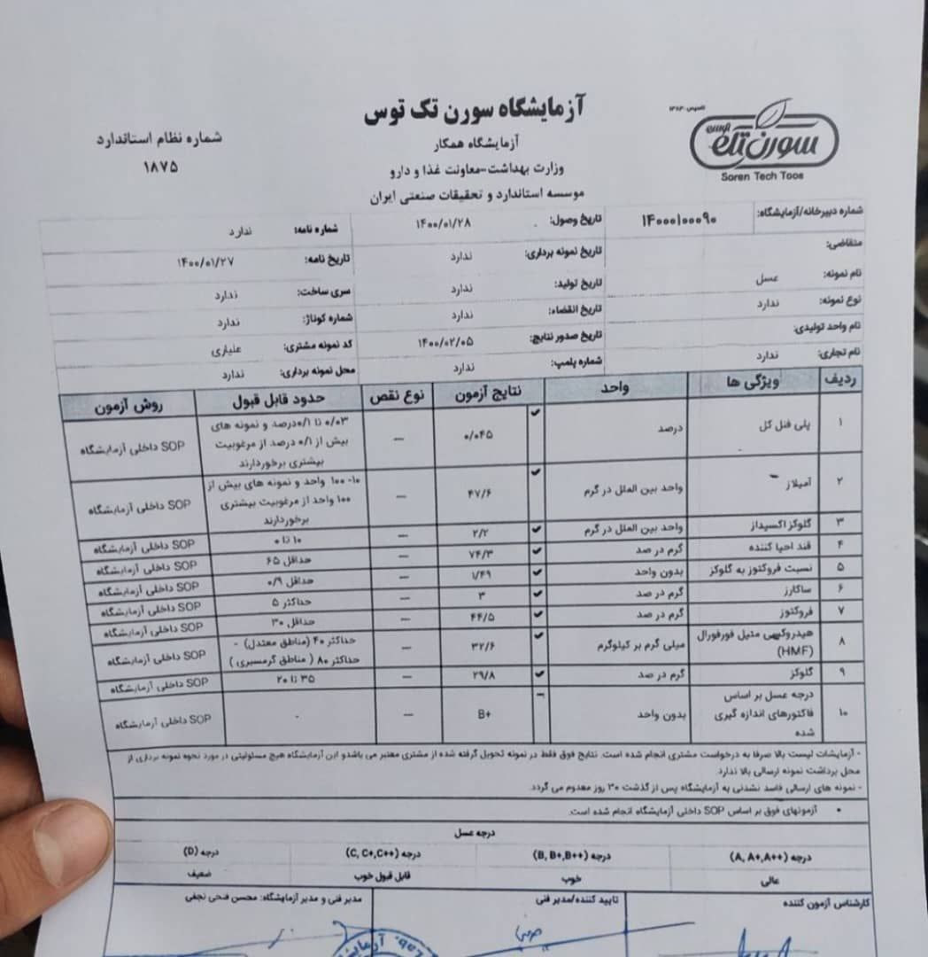 تصویر 1 از عسل 100 درصد طبیعی و باکیفیت فوق العاده + قیمت عمده