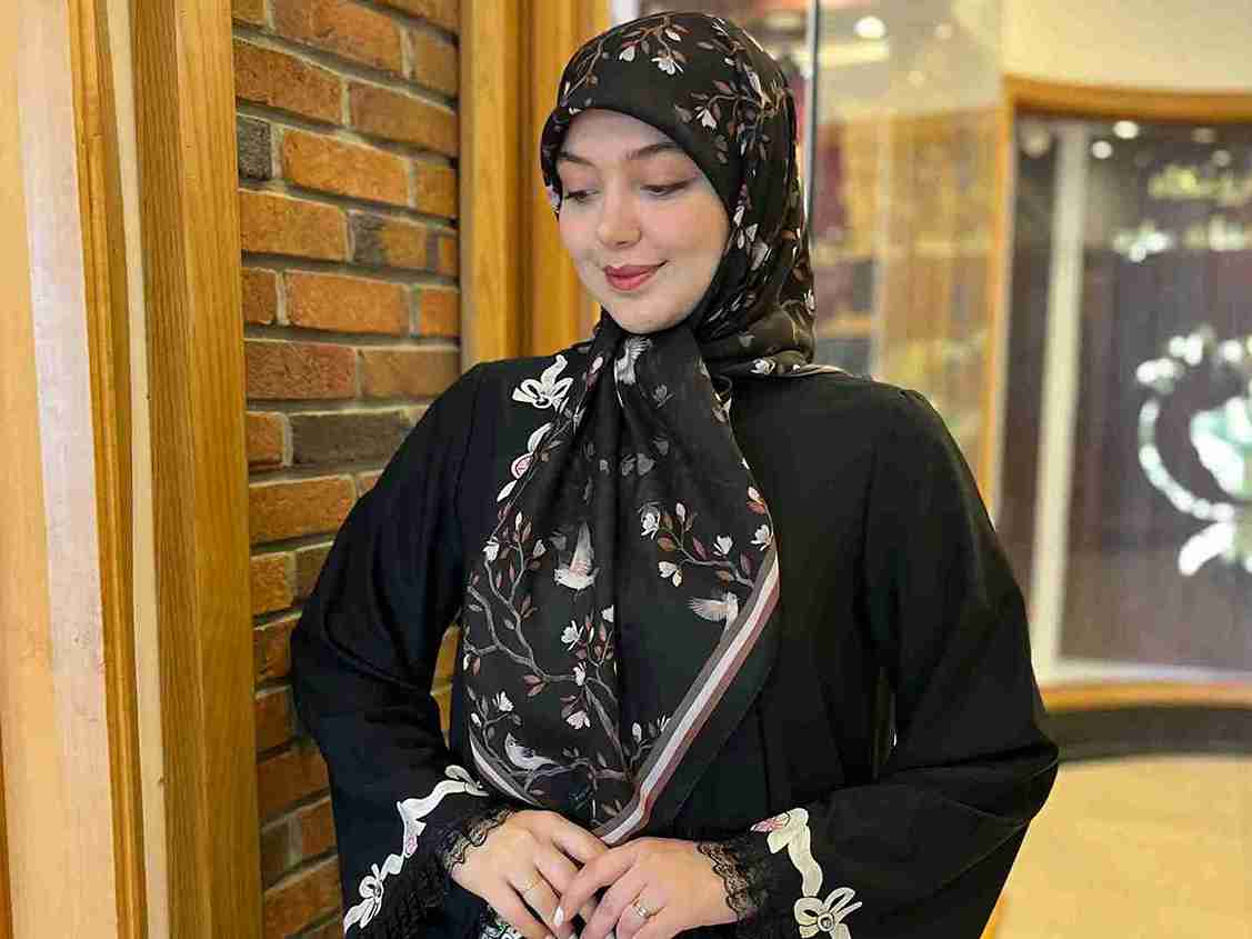 تصویر 5 از فروش روسری نخی مشکی طرحدار + قیمت خرید به صرفه