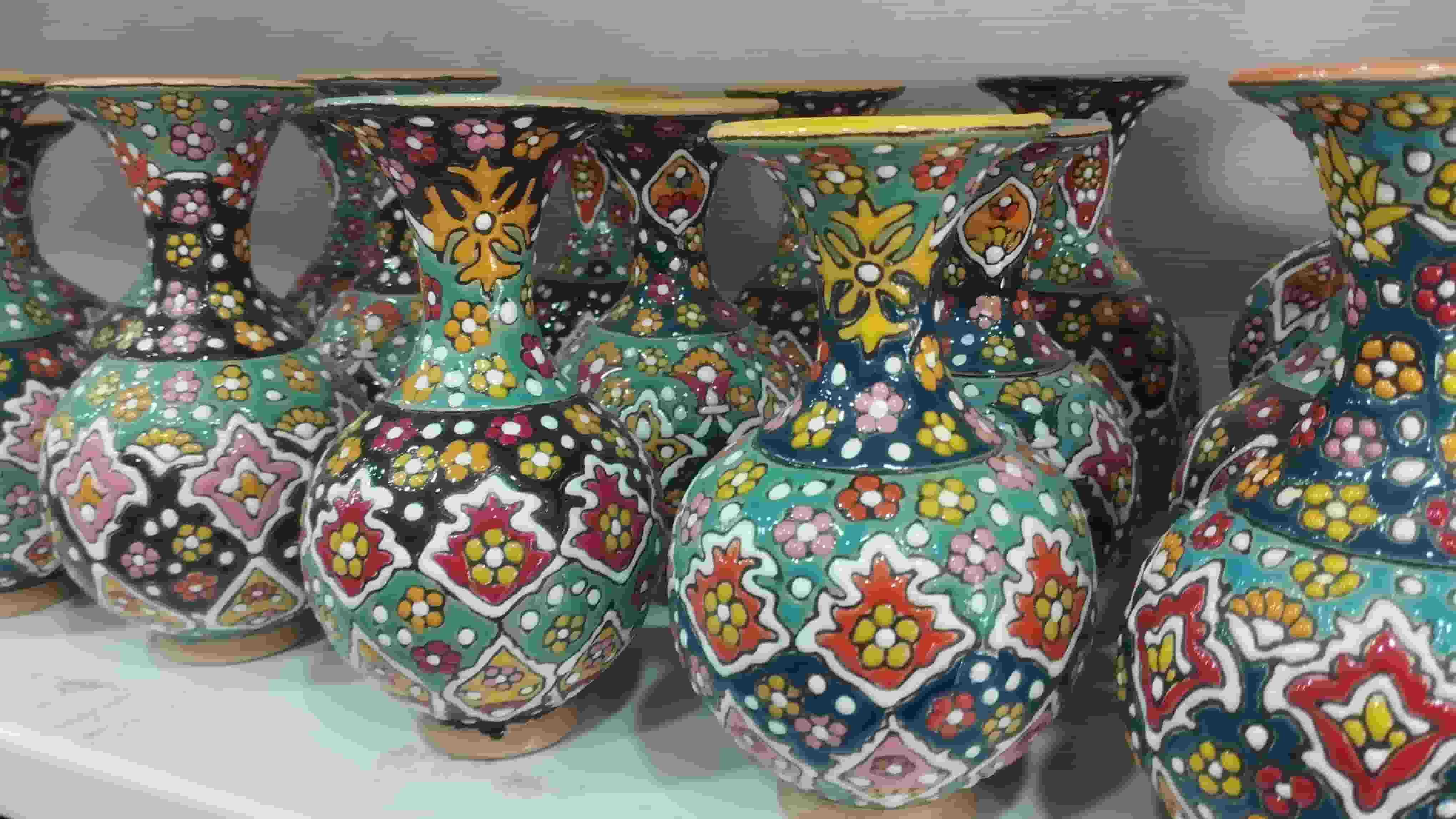 تصویر 1 از قیمت گلدان مینا کاری کوچک سفالی