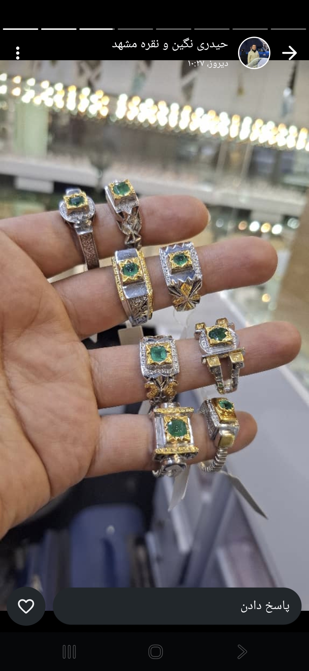 تصویر 1 از فروش عمده انگشتر نقره مردانه نگین جواهری دست ساز + قیمت