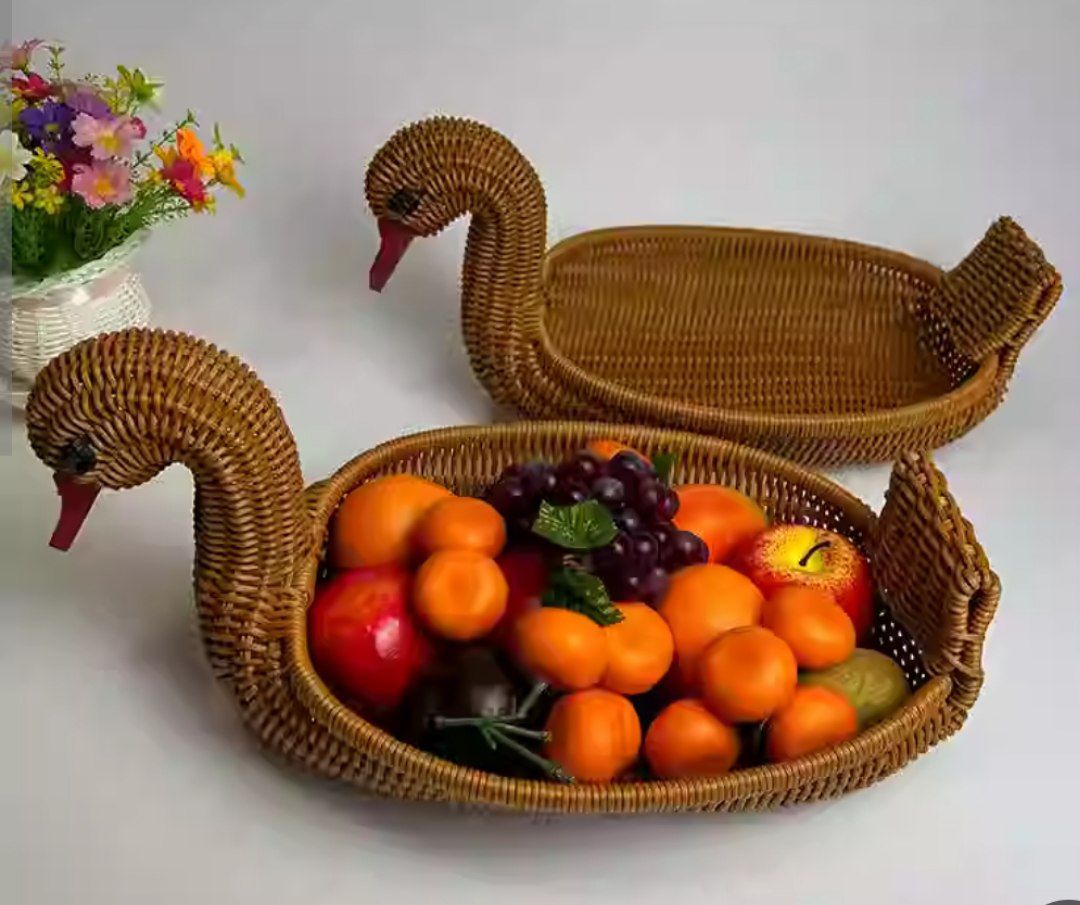 سبد حصیری طرح قو + مخصوص گل و میوه