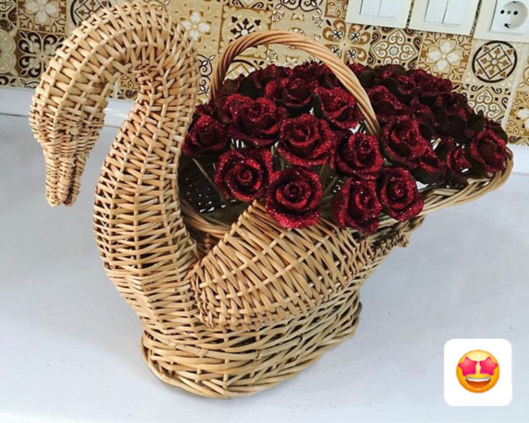 تصویر 3 از سبد حصیری طرح قو + مخصوص گل و میوه
