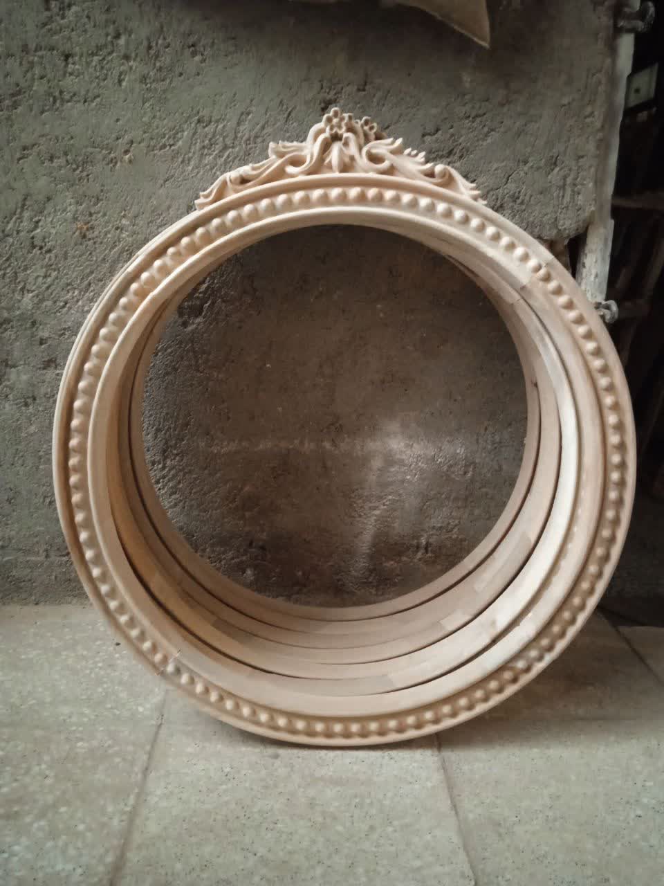 آیینه دیواری گرد چوبی راش قطر ۸۰ خرید