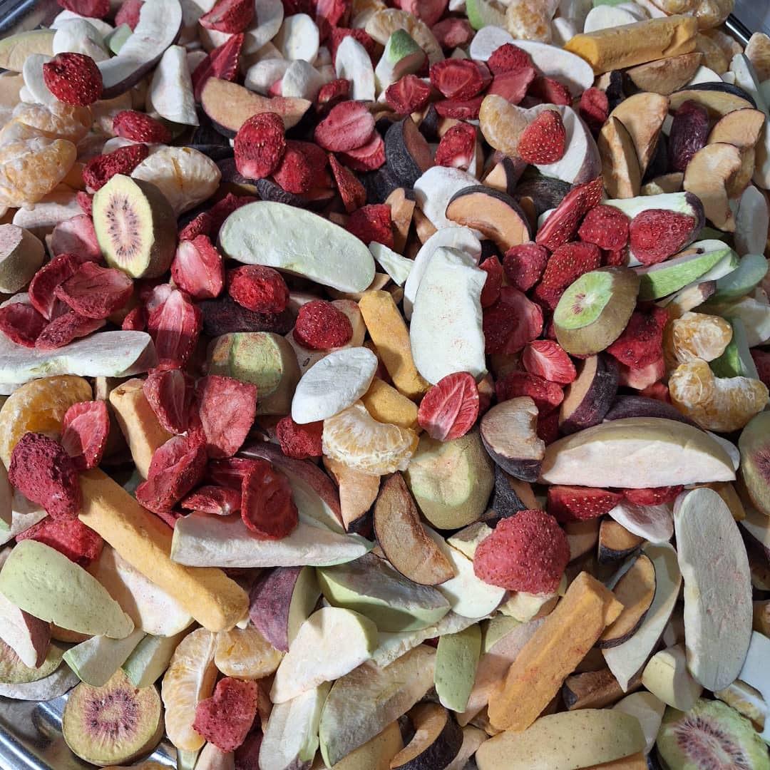 تصویر 2 از فروش عمده میوه خشک پفکی + چیپس میوه