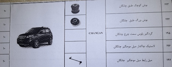 خرید لوازم جلوبندی خودرو چانگان + به صرفه