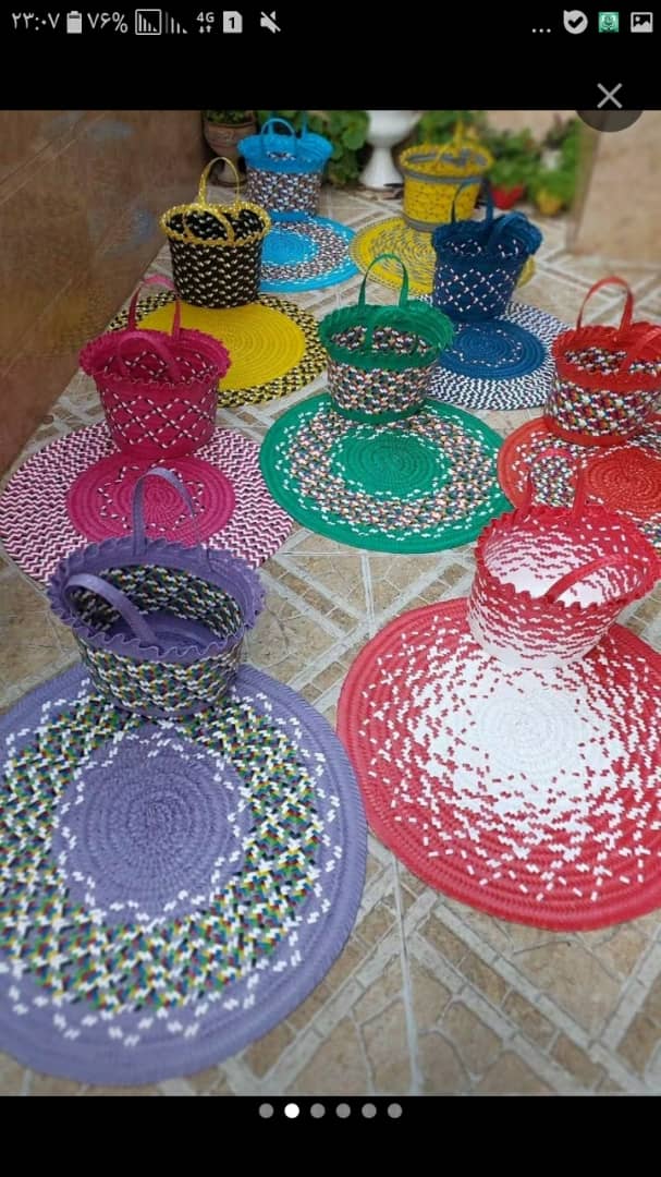 تصویر 1 از فروش سبد با سفره ۹۰ سانتی متری بافته شده از تسمه پلاستیکی