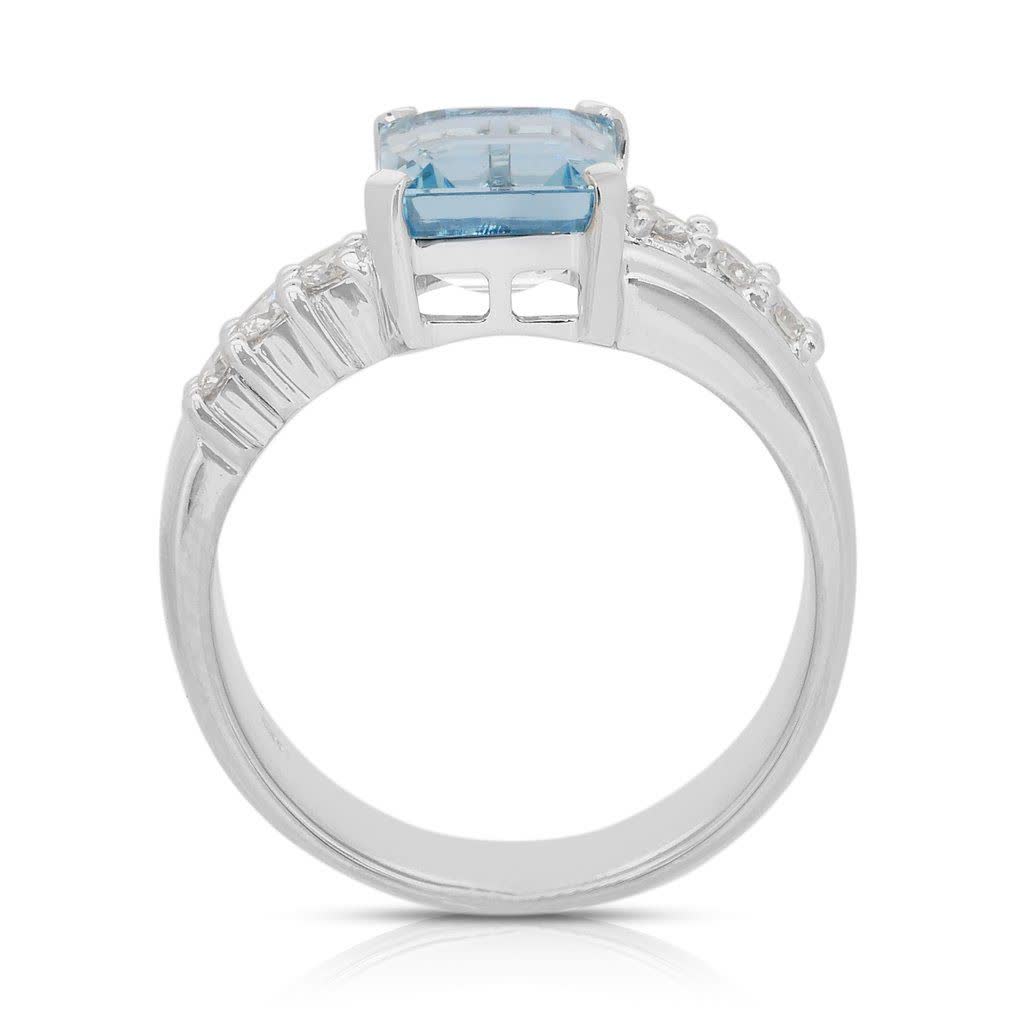 تصویر 5 از خرید انگشتر طلای سفید آکوامارین + قیمت عمده