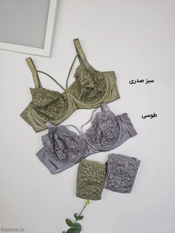 تصویر 1 از ست شورت و سوتین فنردار گیپور کرالاستر بدون اسفنج ،هارنس دار، بدون مینی مایزر