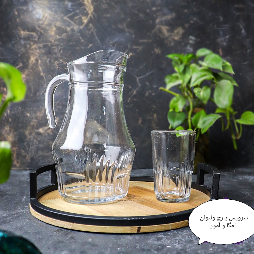 خرید + قیمت عمده پارچ و لیوان بلوری مدل امگا و آمور