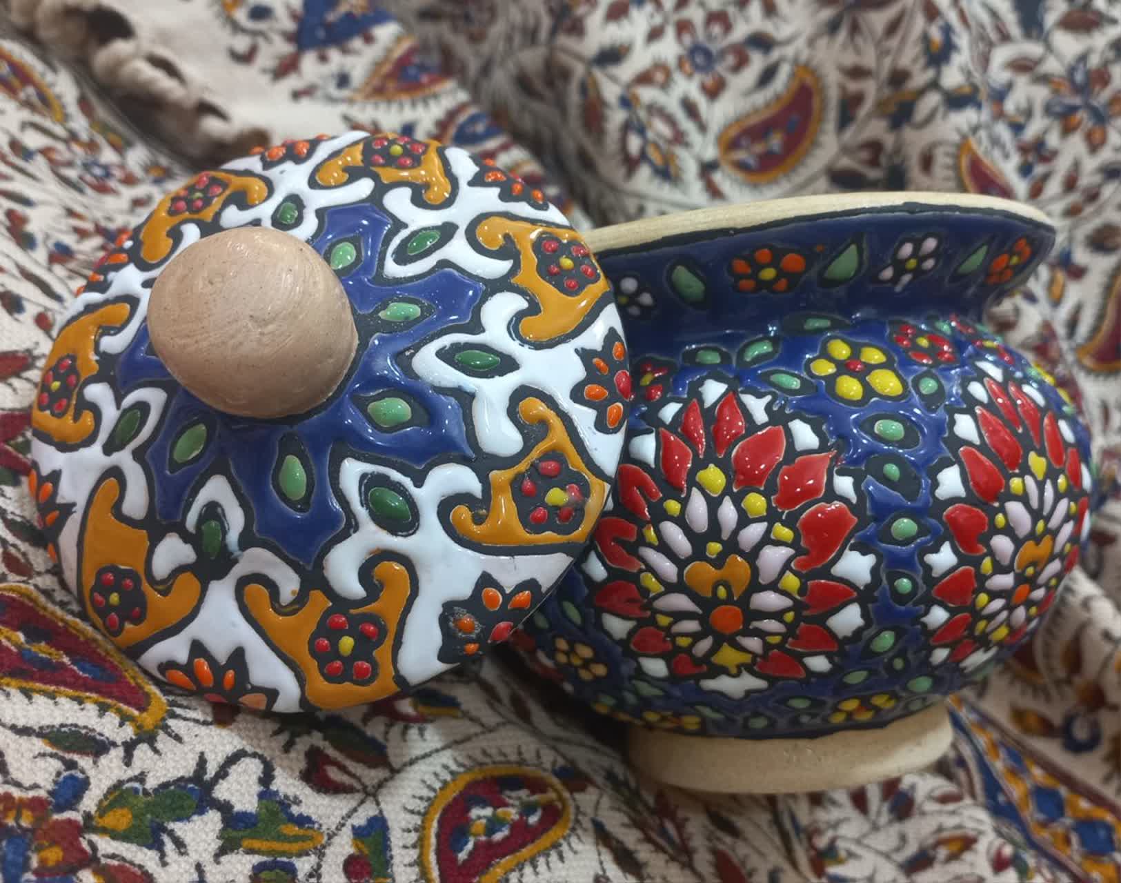 تصویر 2 از قیمت فروش قندان مدل دیگچه ای مینا کاری