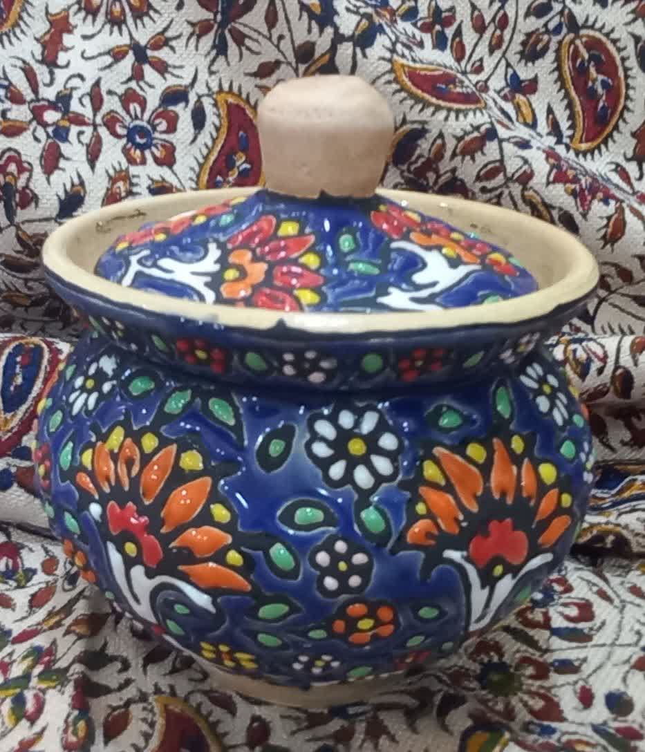 تصویر 1 از قیمت فروش قندان مدل دیگچه ای مینا کاری