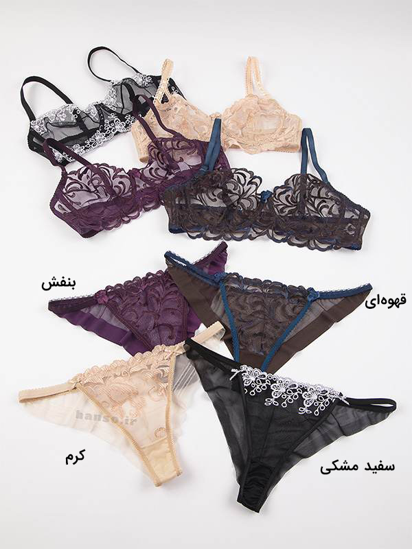 تصویر 2 از فروش ست شورت و سوتین توری گلدوزی فنردار