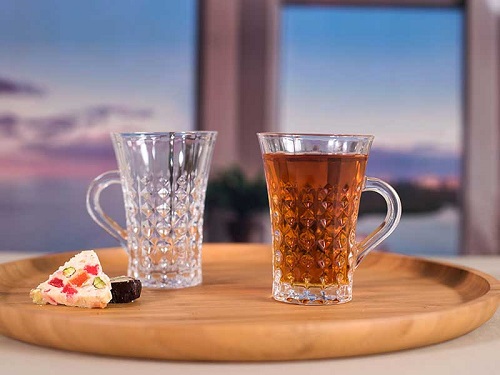 خرید عمده  لیوان دسته دار بلور مدل ساینا