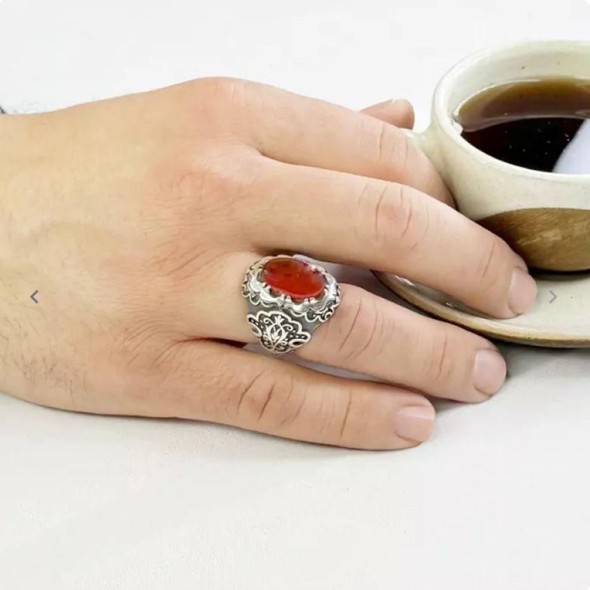 تصویر 5 از قیمت خرید انگشتر عقیق قرمز مردانه + فروش سریع
