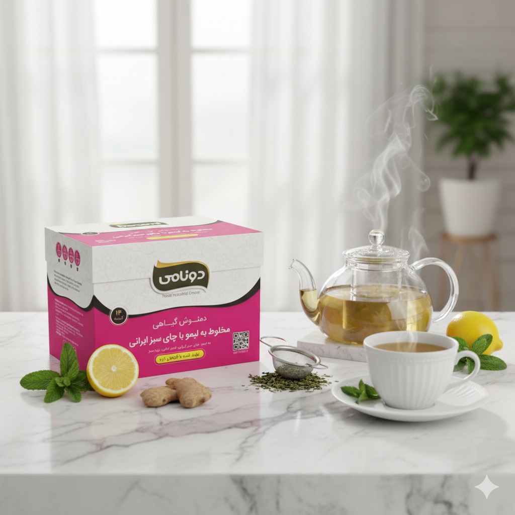 دمنوش گیاهی صادراتی به لیمو با چای سبز ایرانی + کیفیت عالی قیمت مناسب عمده