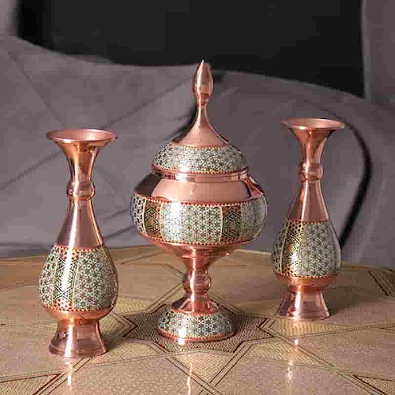 تصویر 2 از خرید شکلات‌ خوری خاتم‌ کاری مس + قیمت فروش استثنایی