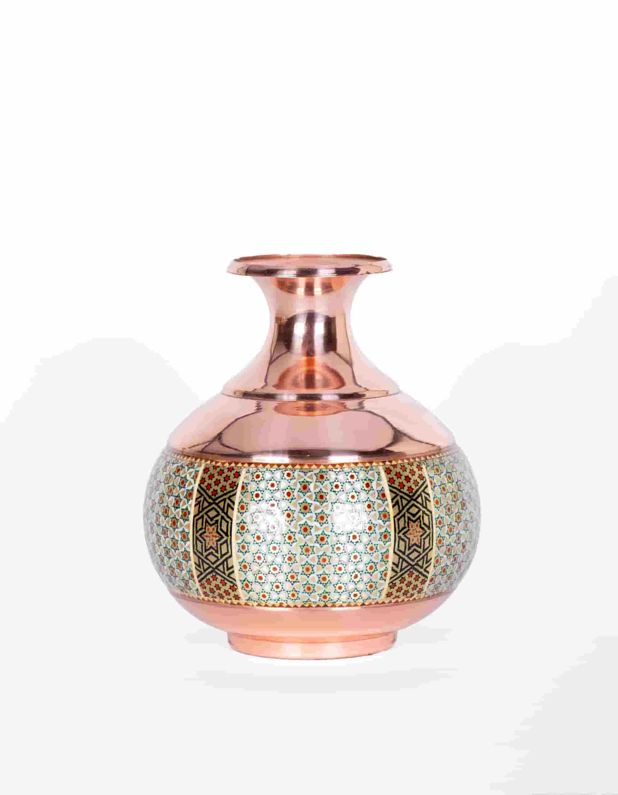 تصویر 1 از قیمت خرید گلدان خاتم کاری مسی + فروش ویژه