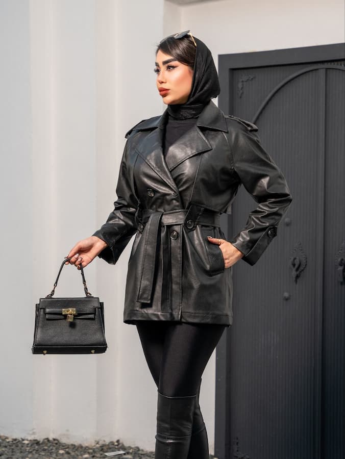 تصویر 2 از خرید و قیمت کاپشن چرم شنل دار + طراحی و دوخت با کیفیت