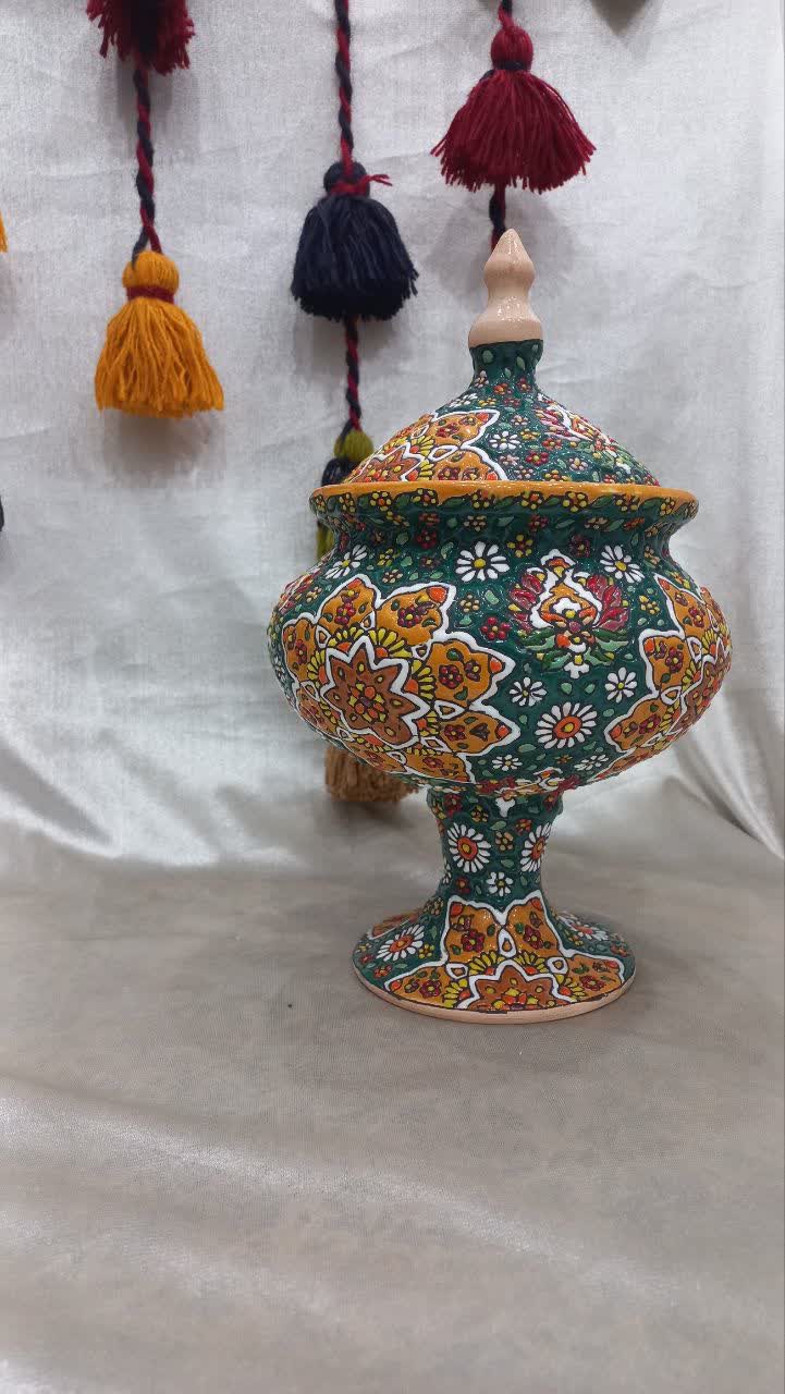 تصویر 4 از فروش شکلات خوری میناکاری روی سفال با درب و پایه
