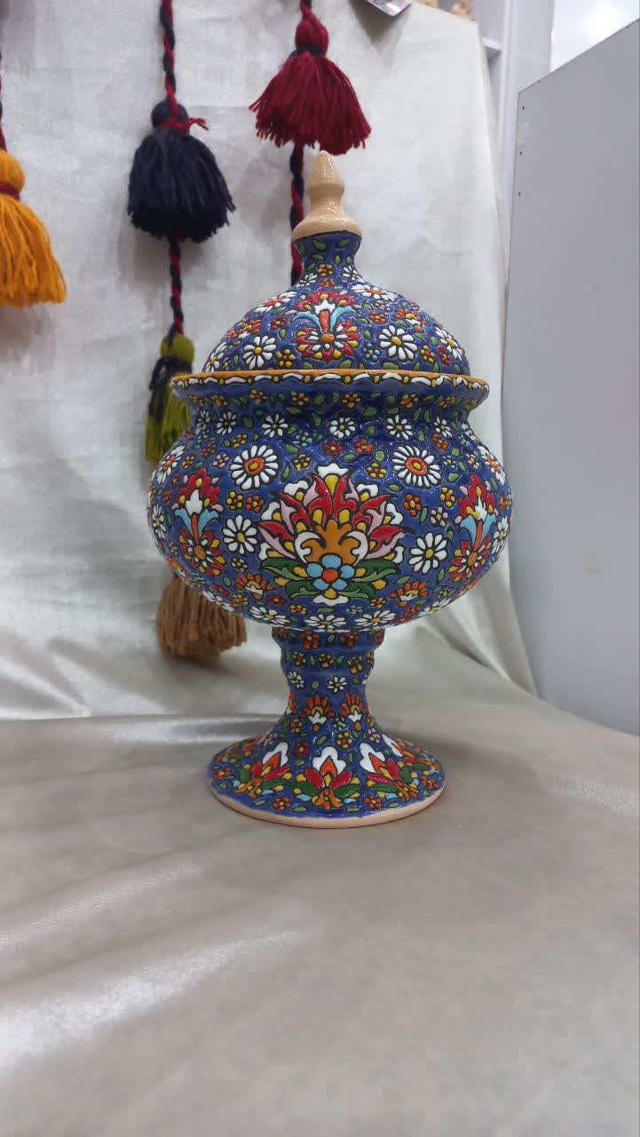 تصویر 3 از فروش شکلات خوری میناکاری روی سفال با درب و پایه
