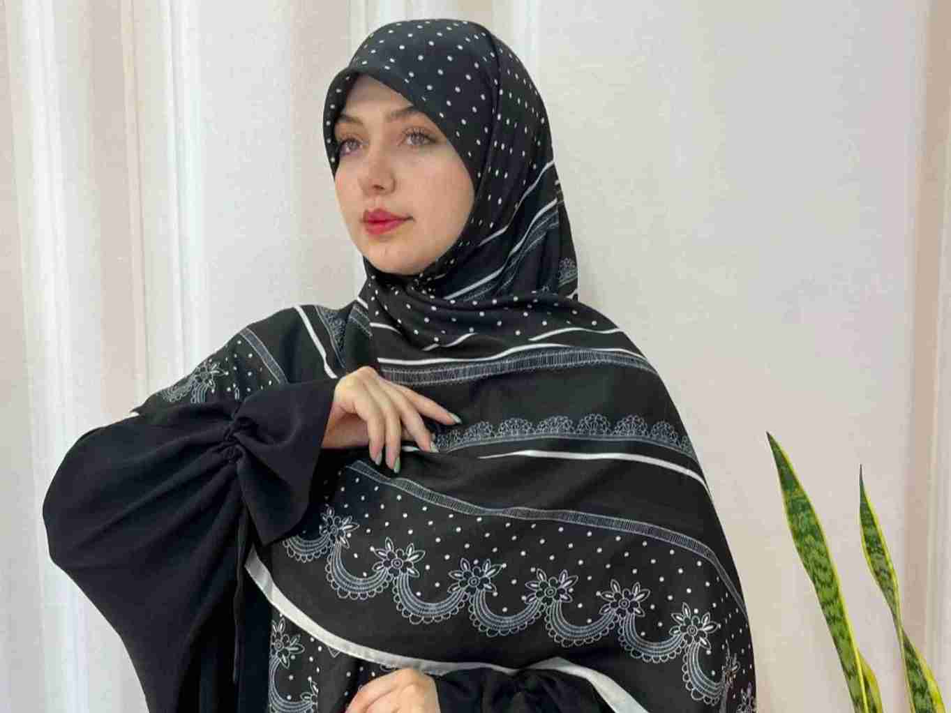 خرید روسری مشکی نخی طرح دار + قیمت پخش تولیدی