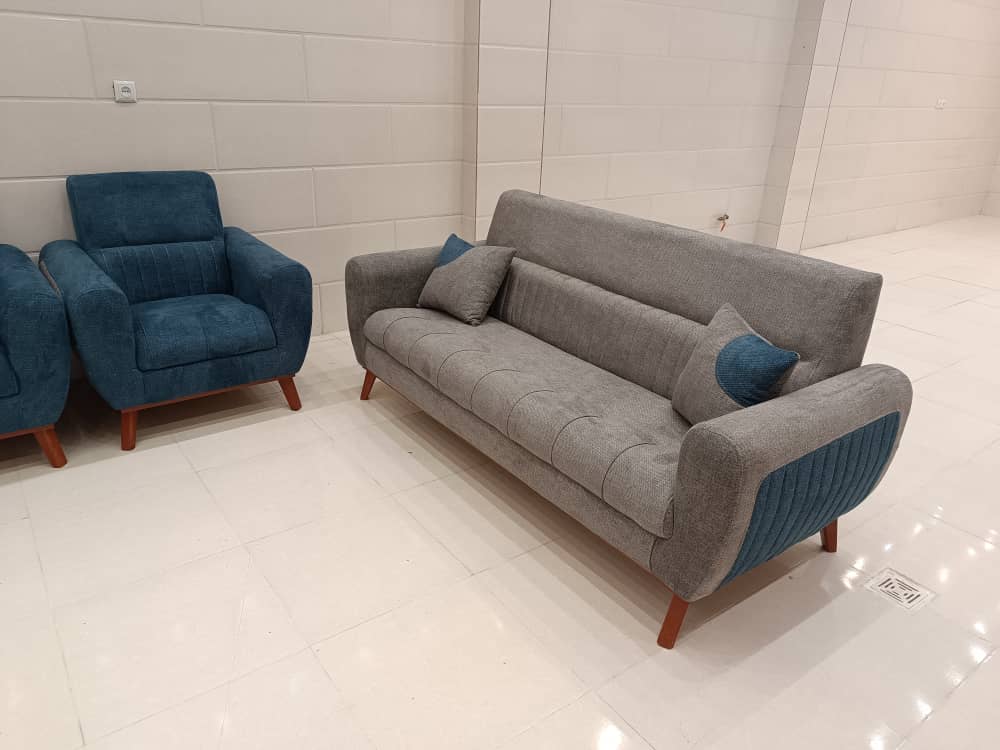 تصویر 2 از قیمت مبل راحتی آبی طوسی با کیفیت ارزان + خرید عمده