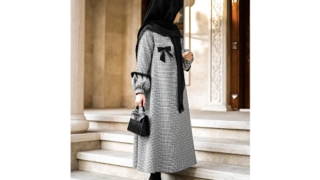 تصویر 1 از مانتو حجاب پاییزه یقه ایستاده جیب دار
