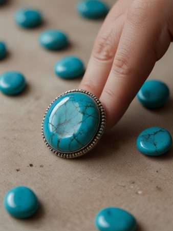 تصویر 5 از سنگ فیروزه قم + مرغوب برای ساخت زیورآلات دست‌ ساز