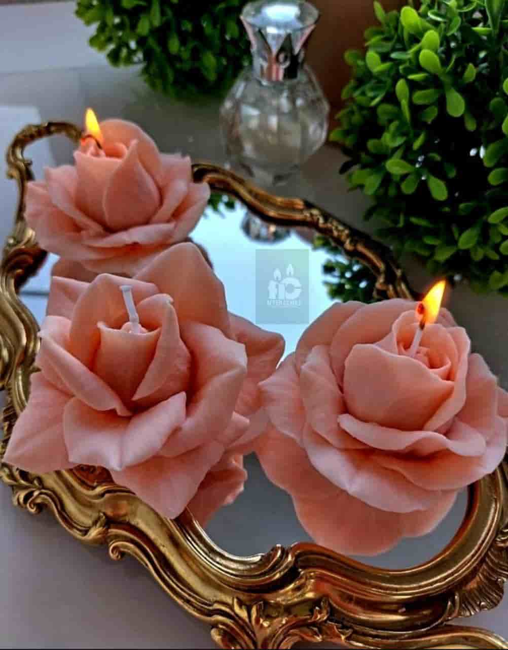 شمع طرح گل دکوری با طراحی طبیعی و زیبا