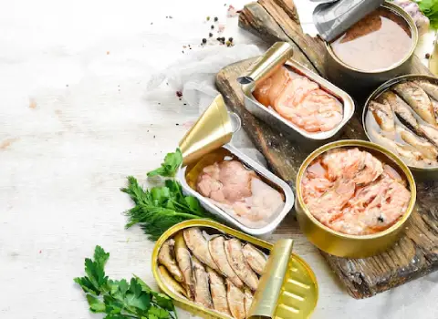 کنسرو تن ماهی جدید در روغن زیتون + بسته‌ بندی کنسروی