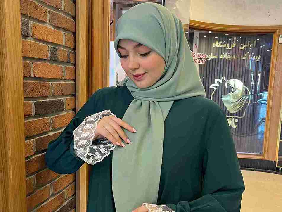 تصویر 5 از روسری حریر کرپ سبز + قیمت تولیدی