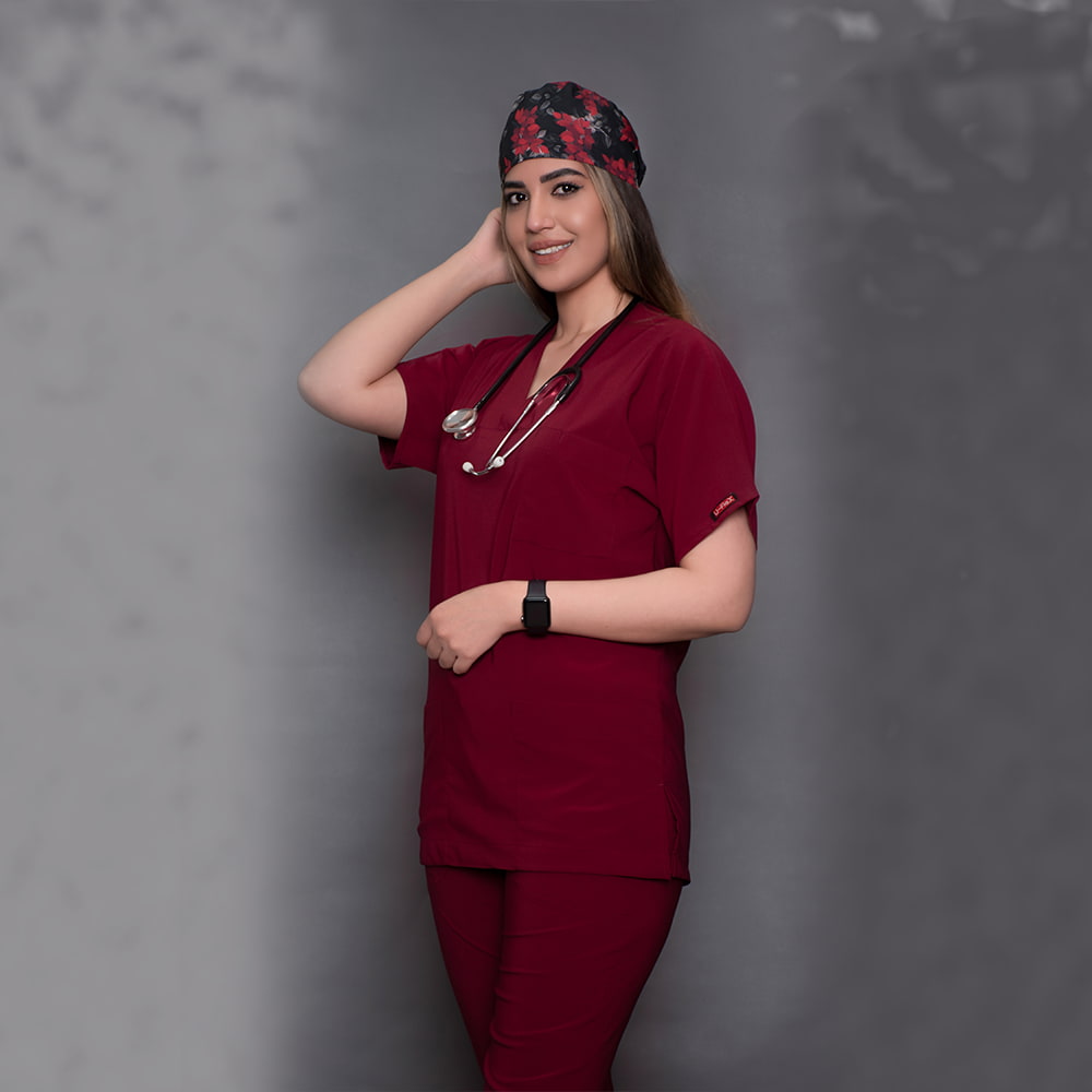 لباس پرستاری قرمز ساخت سبک و باکیفیت