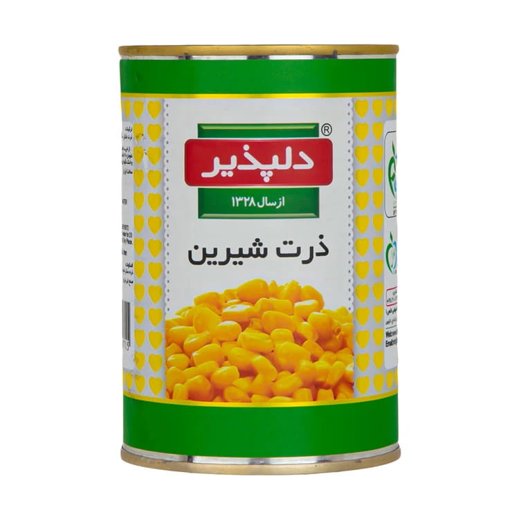 کنسرو ذرت شیرین دلپذیر با دانه های درشت و تازه