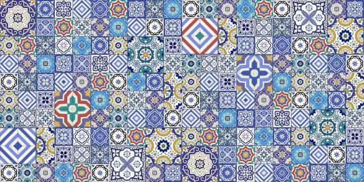 تصویر 1 از کاشی طرح دار مراکشی الهام گرفته از الگو های رنگین برای دیوار داخلی