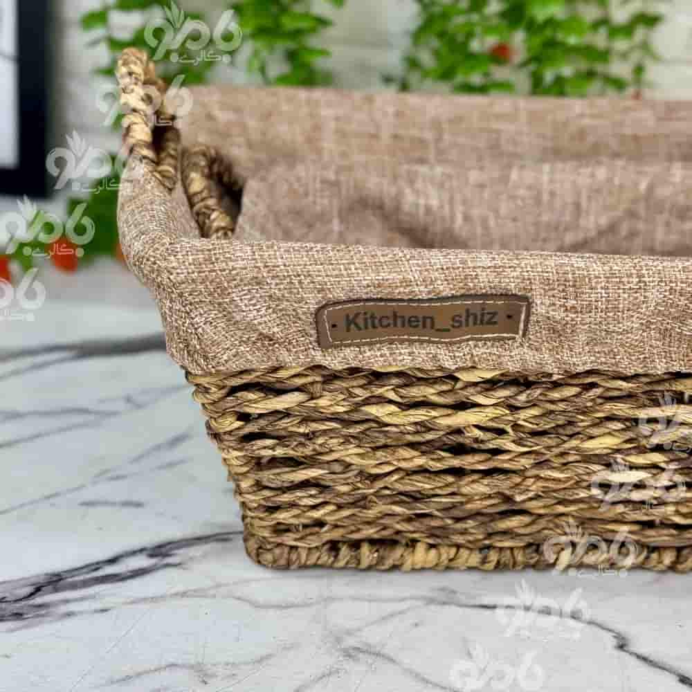 سبد نان و سبزی مستطیل حصیری مناسب پذیرایی و میهمانی‌ ها