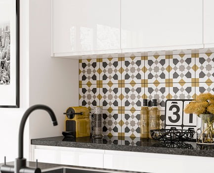 تصویر 3 از کاشی بین کابینت طرح دار الگو هندسی ضد رطوبت