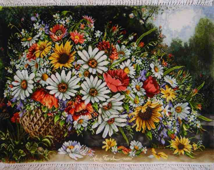 تابلو فرش گل برجسته سلطنتی لاکچری و خاص
