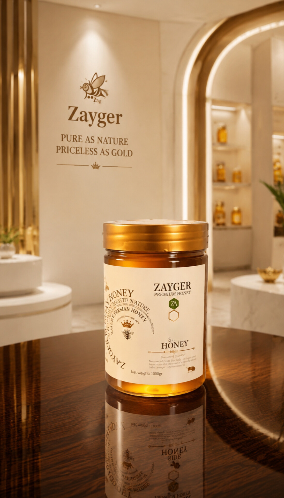 عسل طبیعی چهل گیاه  زایگر با برگه آزمایش و ساکاروز استاندارد